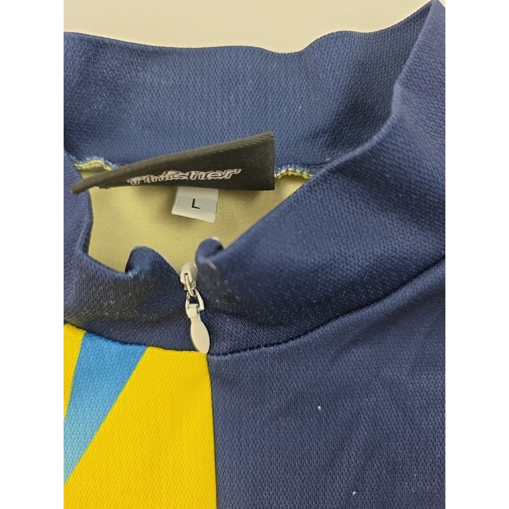 F2P Cycling Sponsored Jersey Large Blue Yellow Mizuno Fitness First - Picture 5 of 14